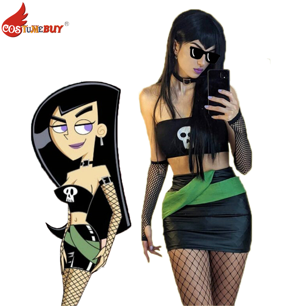 Fishnet Stocking Women - Danny Phantom Animation Sam Manson ชุดคอสเพลย์ผู้หญิงผู้หญิงเสื้อสายเดี่ยว/ROK
