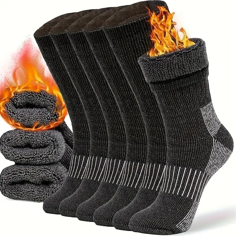 Wool Hiking Sock - ถุงเท้าเดินป่าเมอริโน่ ถุงเท้าข้อสูงแบบอุ่นสำหรับรองเท้าบูทฤดูหนาว เหมาะสำหรับผู้ชายและผู้หญิง แพ็ค 3 คู่