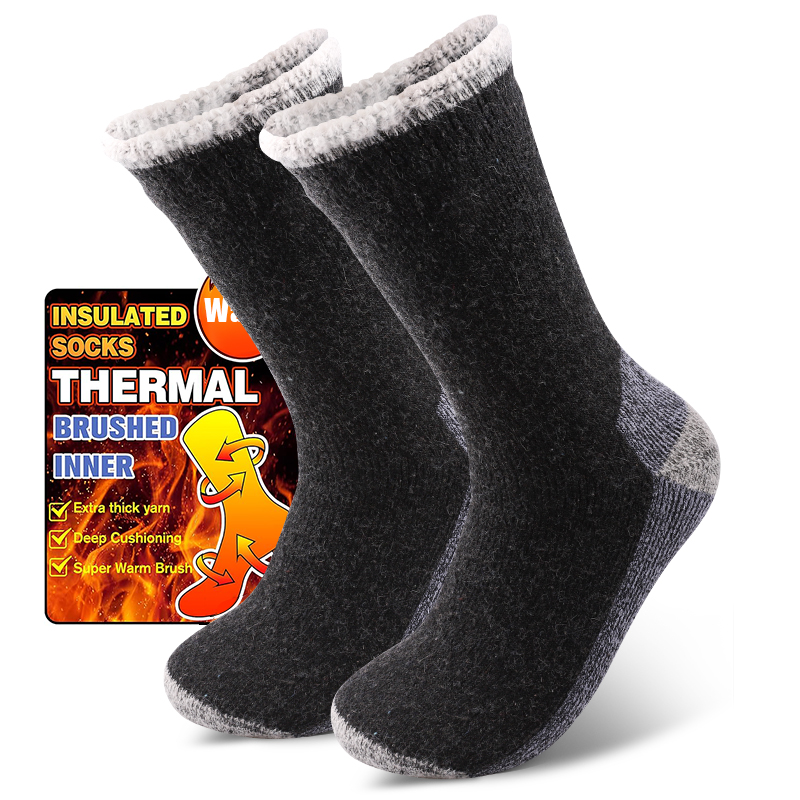 Wool Hiking Sock - 1 คู่ถุงเท้าขนแกะเมอริโนสำหรับผู้ชาย ถุงเท้ากันหิมะ ถุงเท้ากันความร้อนและอุ่น ทนทานต่อการสึกหรอ ถุงเท้ายาวครึ่งน่องสำหรับฤดูหนาว